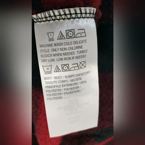 EUC! Denim & Co Red & Black Buffalo Plaid Fleece Jacket. Size L - Picture 7 of 7